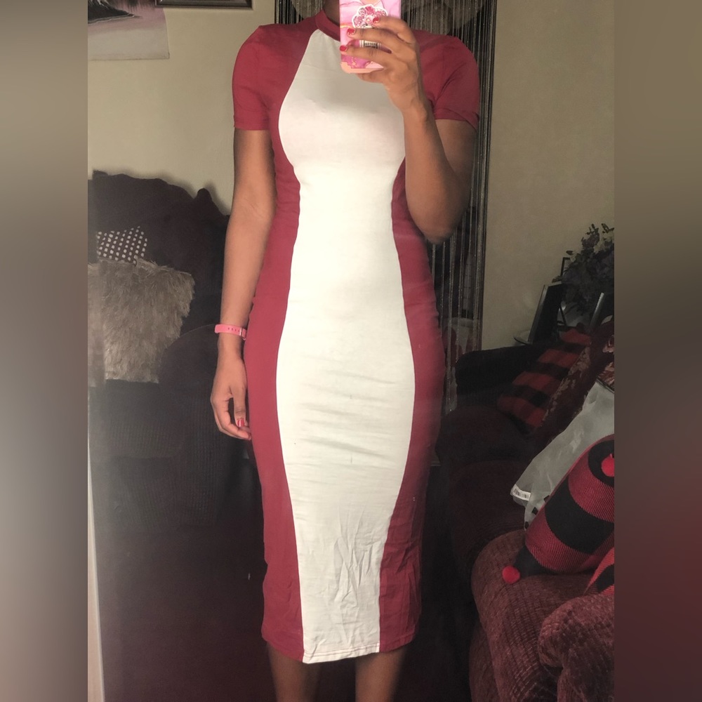 Split Hem Two Tone Body Con Dress Size S
